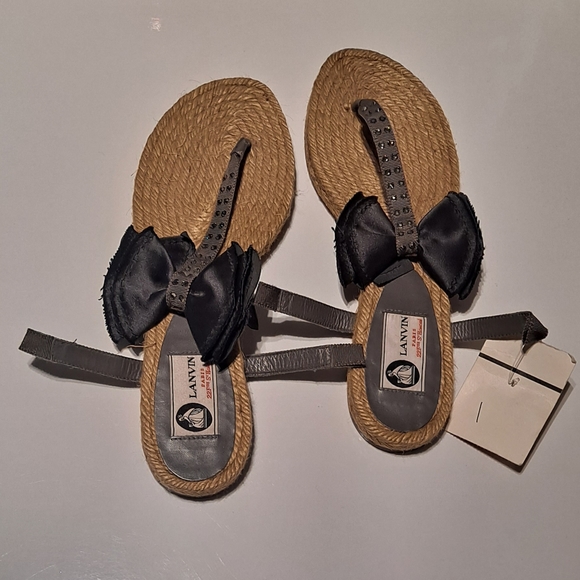 Lanvin flat espadrils with satin bow ribbon closure.  Size 42. Made in Spain - Picture 3 of 12